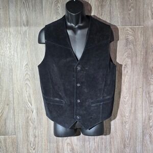 New Zealand Outback Mens Suede Leather Vest Original Rugged‎ NZO Black Medium